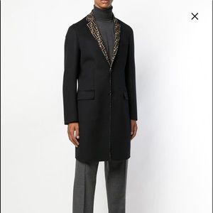 Fendi Vintage F Logo Black Coat